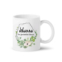 Mugg  med namn - Vit blomma