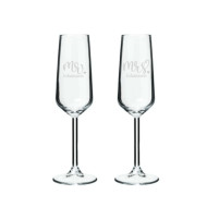 Champagneglas 2 pack  - Mr & Mrs med efternamn