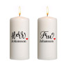 Blockljus 2 pack  - Herr & Fru med efternamn