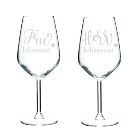 Vinglas 2 pack  - Mr & Mrs med efternamn