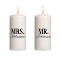 Blockljus 2 pack  - MR & MRS med efternamn