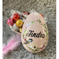 Plåt Påskägg med Namn - Rosa krans