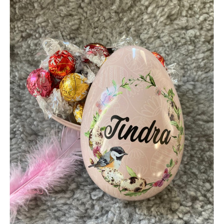 Plåt Påskägg med Namn - Rosa krans