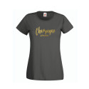 Dam T-shirt med text - Champagne please