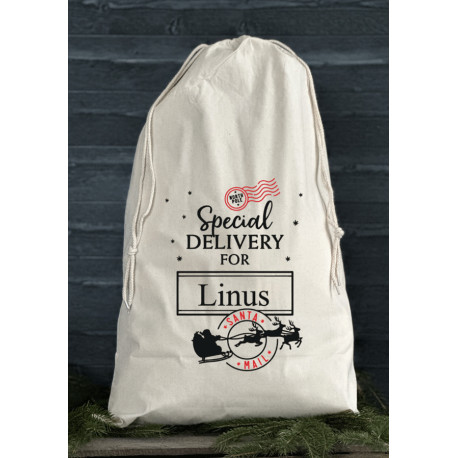 Julklappssäck med namn - Special DELIVERY FOR