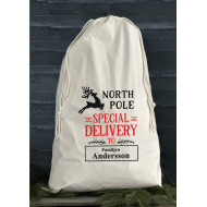 Julklappssäck med namn - NORTH POLE Delivery