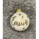 Julkula med namn - Vit matt, guld