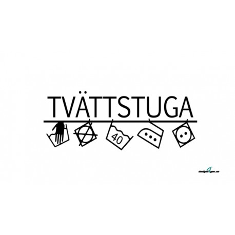Väggdekor - Tvättstuga med tvättsymboler
